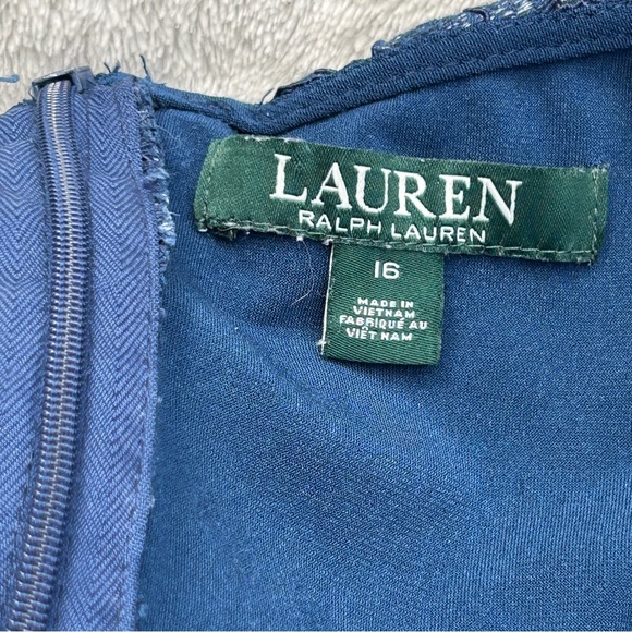 Lauren Ralph Lauren Women’s Christiana Dress 16 Navy Blue Floral Sheath Cocktail - Picture 6 of 16